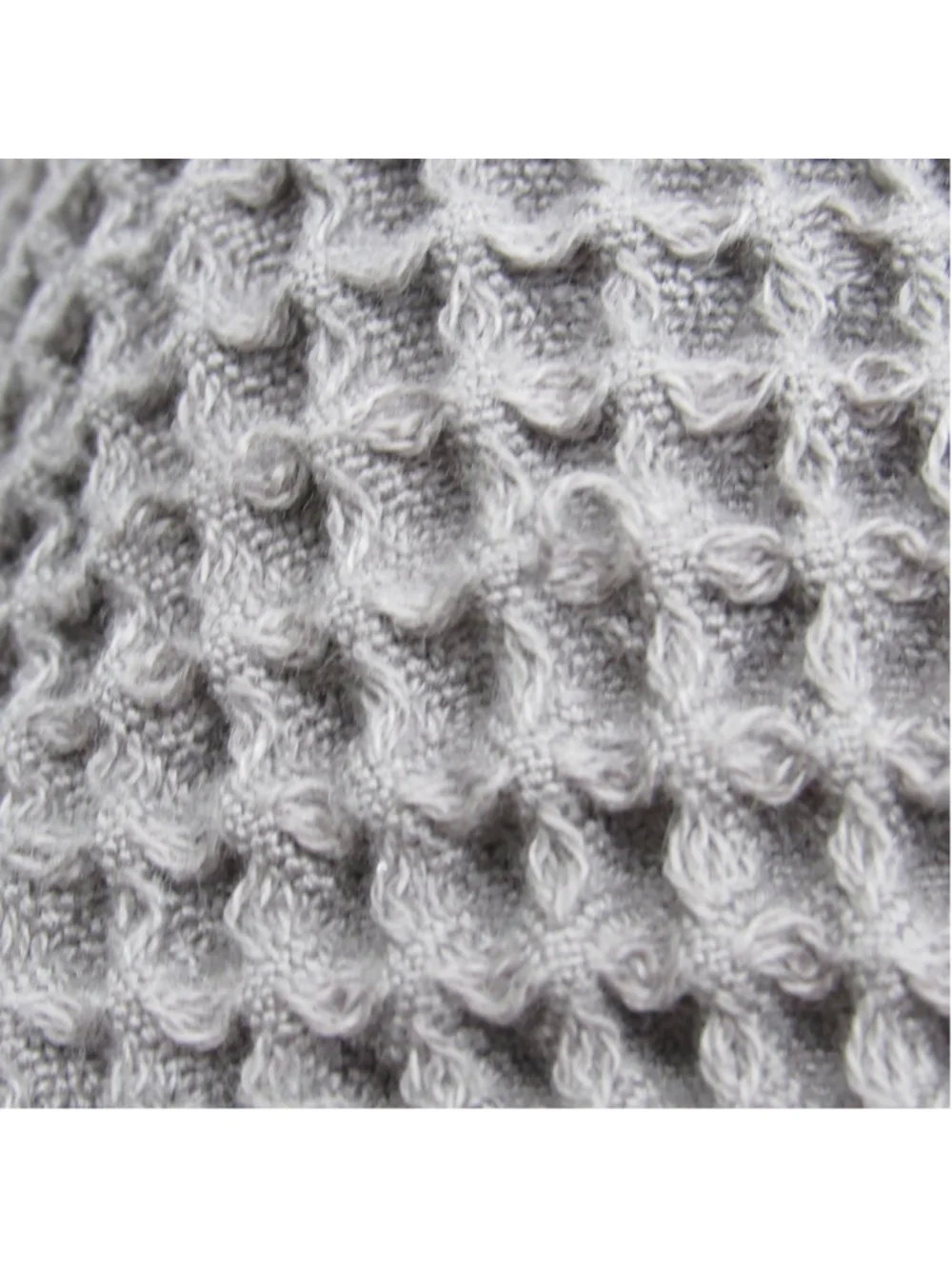 Boll & Branch 100% Organic Cotton Waffle Knit Throw Blanket Grey Fringe 50x70